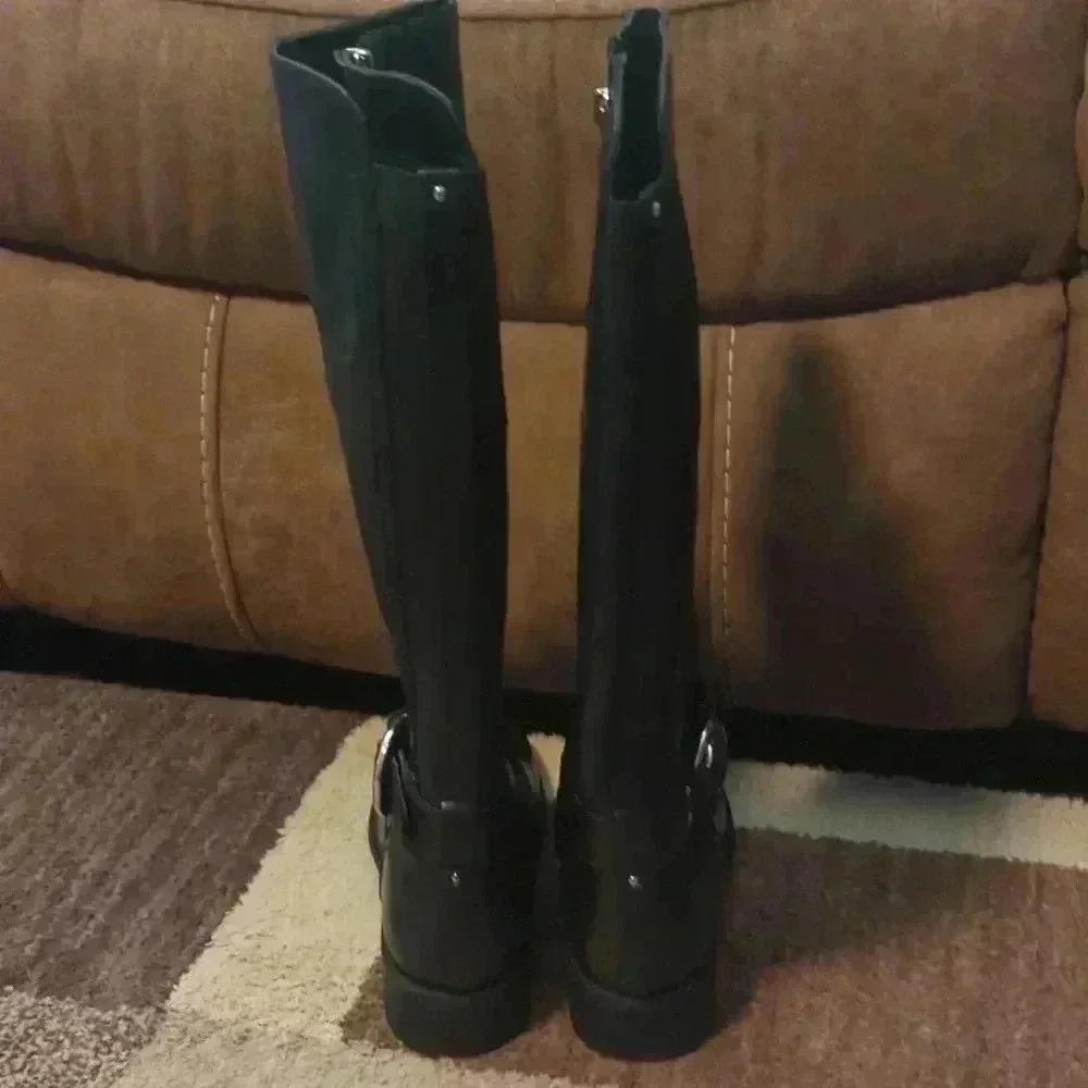 Marc Fisher Medium Calf Leather Riding Boots Gatway Coffee Bean - Picture 3 of 9